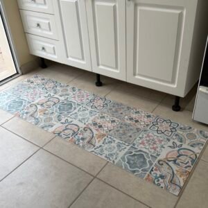 Alfombra " VINILICA" 50 cm x 1,50 cm EFECTO MOSAICO COLOR PASTEL