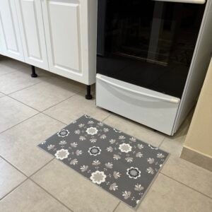 Alfombra "VINILICA" 40 cm x 60 cm FLORES GRISES