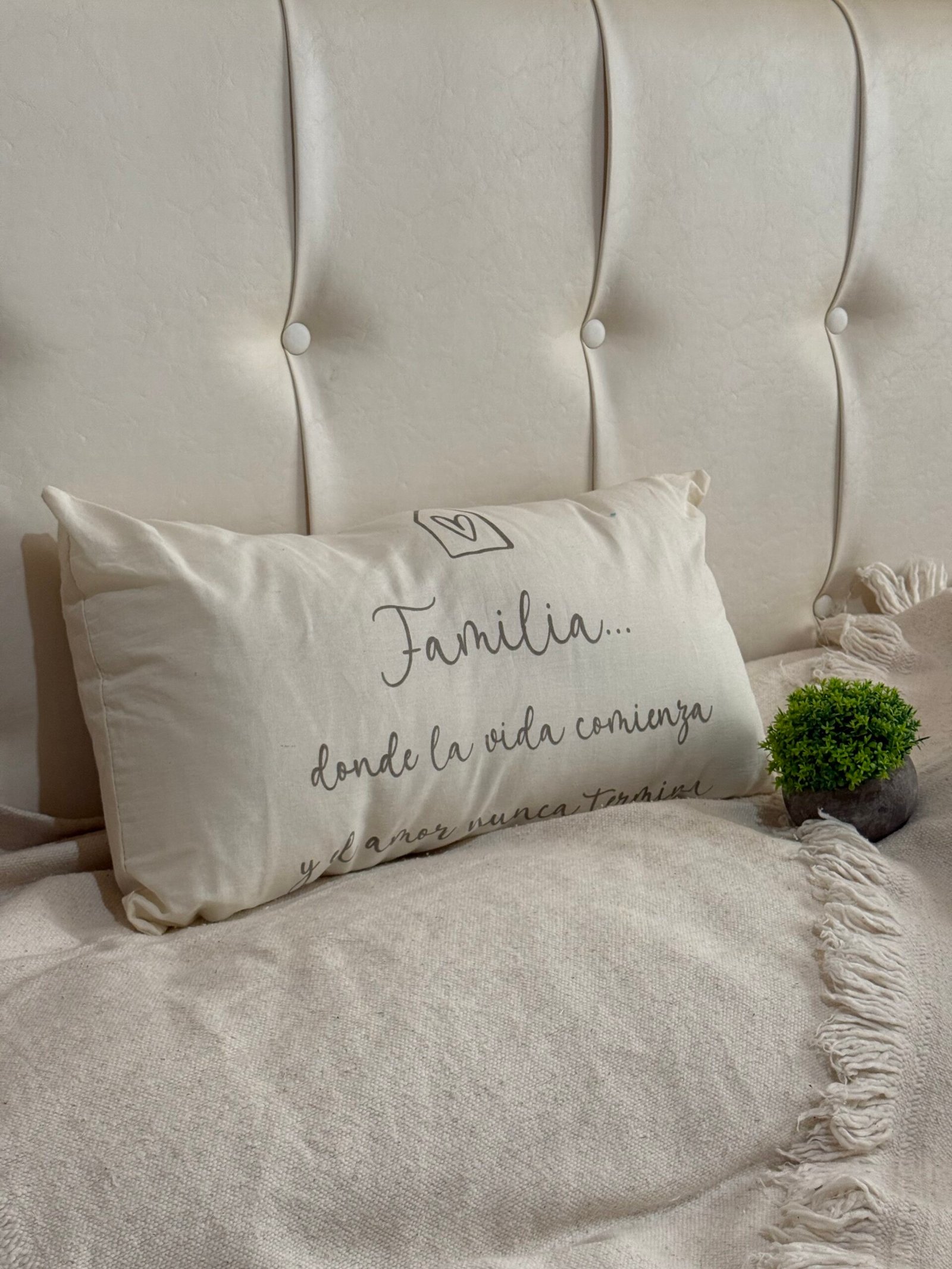 Almohadón ''FAMILIA DONDE LA VIDA COMIENZA Y...''